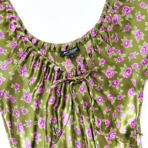 1990s Silk Milkmaid Dress
