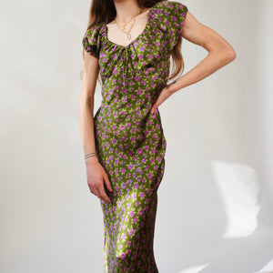 1990s Silk Milkmaid Dress