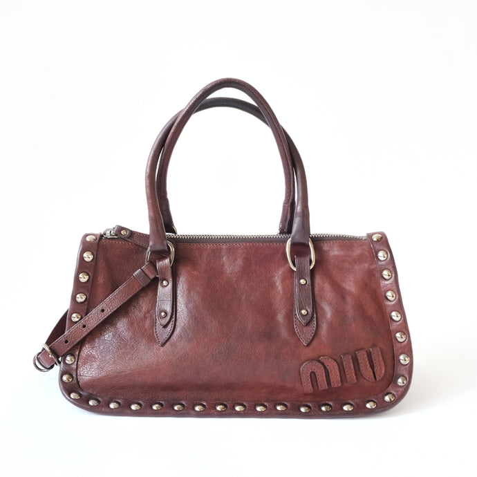 Vintage Leather Studded Handbag