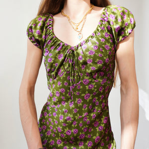 1990s Silk Milkmaid Dress