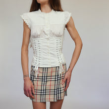Load image into Gallery viewer, Iconic Early 2000s Frilled Cream Corset Blouse