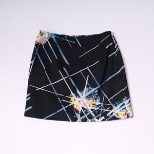 1990s Silk Firework Print Mini Skirt
