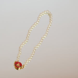Enamel Orb Pearl Choker